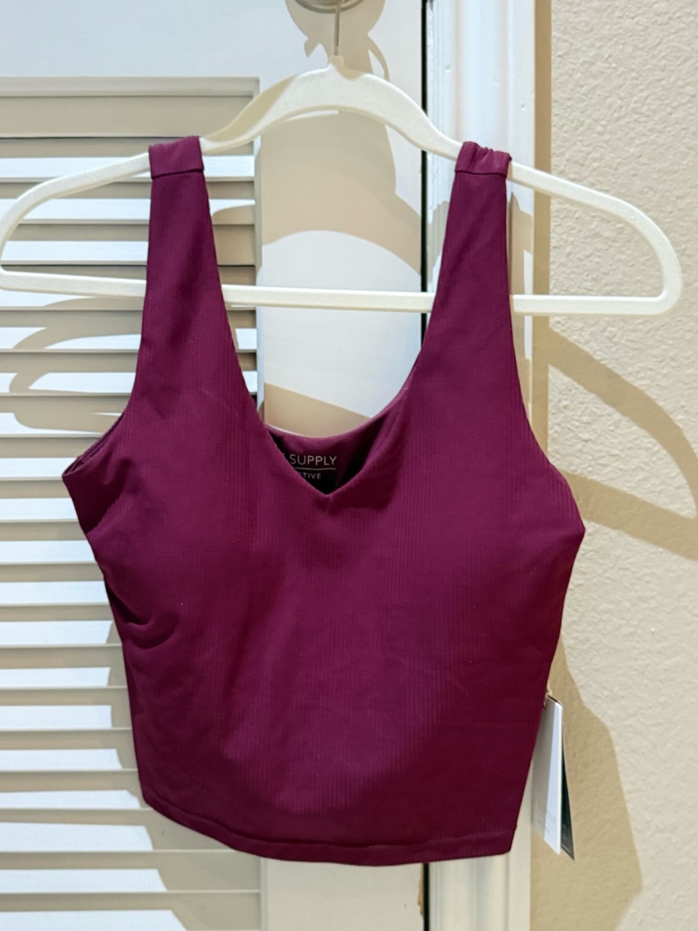 Z Supply Yoga Burgundy Ribbed Tank Top